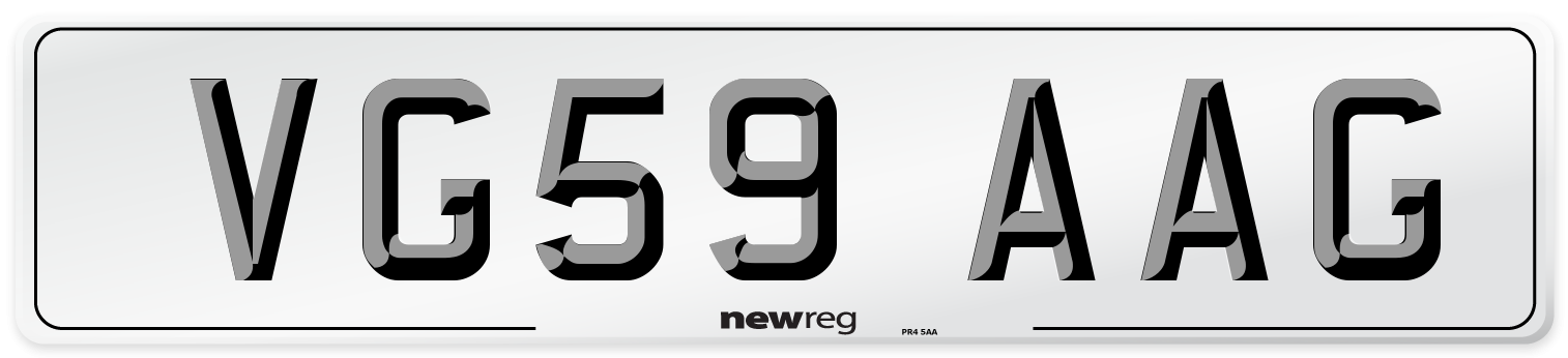 VG59 AAG Number Plate from New Reg